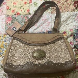 Justin Boots Women's Tan and Brown Lace Accent Bag